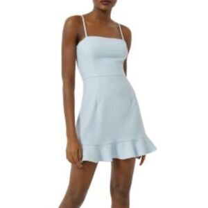 FRENCH CONNECTION Dress NEW Whisper Frill Hem Cami Mini Light Dream Blue Size 8